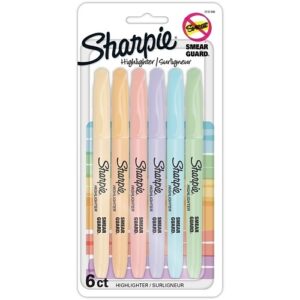 Sharpie 2157486 Pocket Highlighters, Chisel Tip, Assorted Pastels Colors, 6-Pack