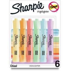 Sharpie 2157488 Tank Highlighters, Chisel Tip, Assorted Pastels Colors, 6-Pack