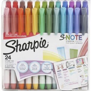 Sharpie 2158059 S-Note Creative Markers, Chisel Tip, Assorted Colors, 24-Pack