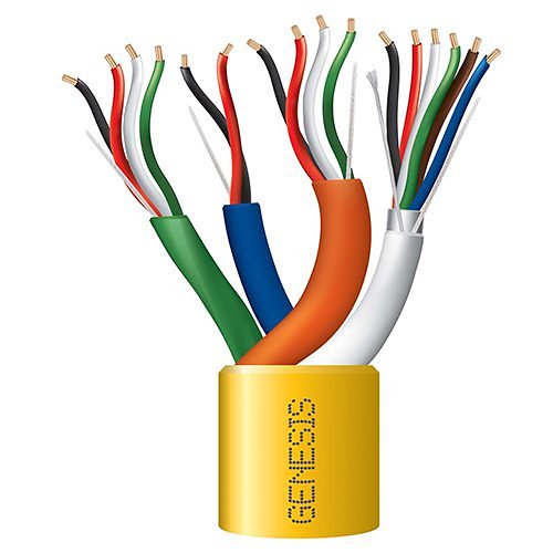 Genesis 21961002 Riser Composite Access Control Cable, Shielded, CL3R, FPLR, CMR, FT4, Sunlight Resistant, 1000' (304.8m), Reel, Yellow