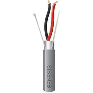 Genesis 22025509 22/2 Stranded Shielded Riser Cable, CL3R, FPLR, CMR, FT4, Sunlight Resistant, 500' (152.4m), REELEX Pull Box, Gray