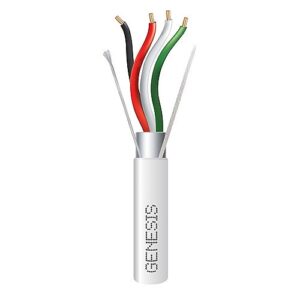 Genesis 22041101 22/4 Stranded Shielded Riser Cable, CL3R, FPLR, CMR, FT4, Sunlight Resistant, 1000' (304.8 m), REELEX Pull Box, White