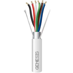 Genesis 22161001 18/6 Stranded Shielded Riser Cable, CL3R, FPLR, CMR, FT4, Sunlight Resistant, 1000' (304.8m), Reel, White