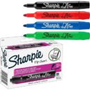 Sharpie 22474 Flip Chart Markers, Bullet Tip, Assorted Colors, 4-Pack