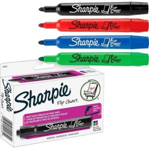 Sharpie 22474 Flip Chart Markers, Bullet Tip, Assorted Colors, 4-Pack