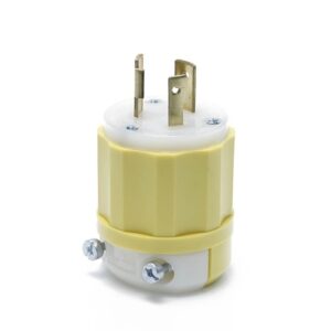 Leviton 2311-CY Locking Plug, 2-Pole, 3-Wire, L5-20P, 20A, 125V, Yellow