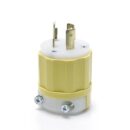 Leviton 2321-CY Power Plug, 2 Pole, 3 Wire, NEMA L6-20P, 20A, 1250V, Yellow