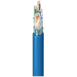Belden 2413F D15A1000 CAT6 Plus Plenum Cable, 23/4 Solid BC, Foil Shielded, UTP, CMP, FT6, 1000' (304.8m) Reel in Box, Blue