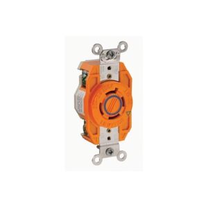 Leviton 2420-IG Industrial Receptacle, Locking, -Pole, 4-Wire, 3-Phase, L15-20, 20A, 250V, Orange