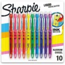 Sharpie 24415PP Liquid Highlighters, Chisel Tip, Assorted Colors, 10-Pack