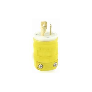 Leviton 2447 Dustguard Plug, 2-Pole, 3-Wire, L5-15P, 15A, 125V, Yellow