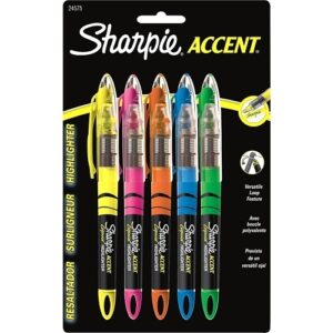 Sharpie 24575PP Liquid Highlighters, Chisel Tip, Assorted Colors, 5-Pack