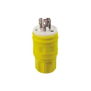 Leviton 24W49 Wetguard Plug Lock 2-Pole 3-Wire 15A 250V, Yellow