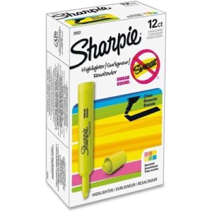 Sharpie 25053 Tank Highlighter, Chisel Tip, Assorted Colors, 12-Pack