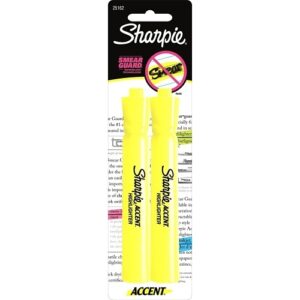 Sharpie 25162PP Tank Highlighter, Chisel Tip, Fluorescent Yellow, 2-Pack