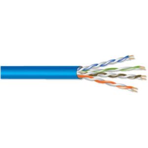 West Penn 254245EZBL1000 CAT5e Plenum Cable, 22/4 Solid BC, Unshielded, UTP, CMP, 1000' (304.8m) Reel, Blue