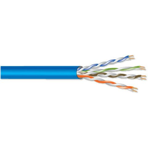 West Penn 254245EZBL1000 CAT5e Plenum Cable, 22/4 Solid BC, Unshielded, UTP, CMP, 1000' (304.8m) Reel, Blue