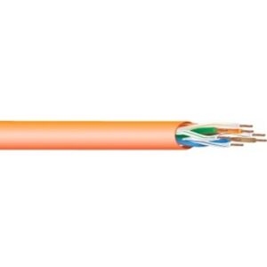 West Penn 254246EZOR1000 CAT6 Plenum Cable, 23/4 Solid BC, Unshielded, UTP, CPM, LP, 1000' (304.8m) Reel, Orange
