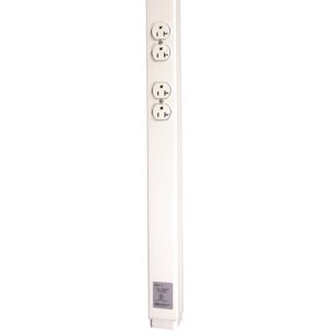 Wiremold 25DTP-412 Tele-Power Steel Power Poles with Duplex Receptacles, 12', Ivory