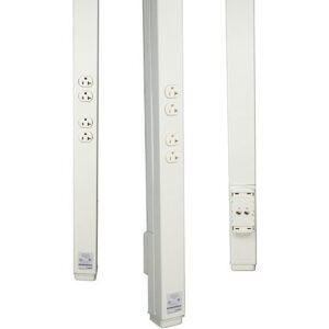 Wiremold 25DTP-4ACT 25DPT Series Commercial Tele-Power Pole with Duplex Receptacles, 10', Ivory