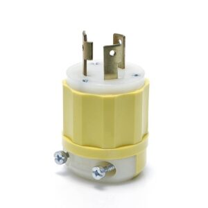 Leviton 2621-CY Locking Plug, 2-Pole, 3-Wire, L6-30P, 30A, 250V, Yellow