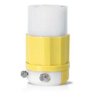 Leviton 26CM-13 Corrosion-Resistant 2-Pole 3-Wire L5-30R Connector, 30A, 125V, Yellow