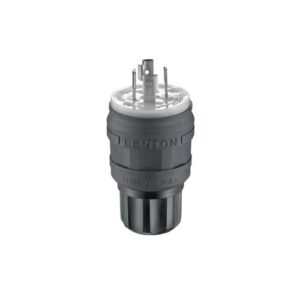 Leviton 26W76-B Wetguard Watertight Locking Plug, Black