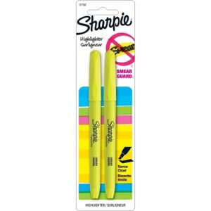 Sharpie 27162PP Pocket Highlighters, Chisel Tip, Fluorescent Yellow, 2-Pack