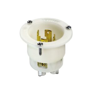 Leviton 2725 White Inlet Flange 2-Pole 4-Wire 3-Phase L15-30P 30A 250V Power Plug, White