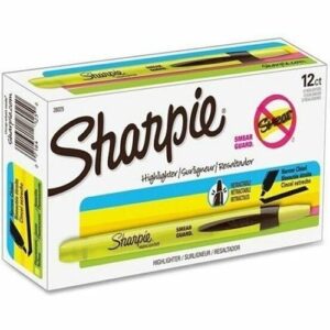 Sharpie 28025 Retractable Highlighter, Chisel Tip, Yellow, 12-Pack