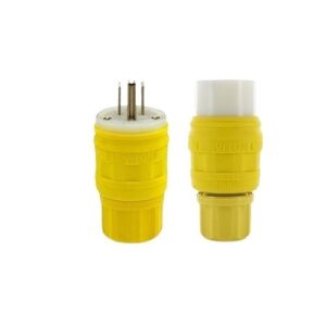 Leviton 28W76 Wetguard Watertight Locking Plug, Black