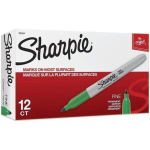 Sharpie 30004 Permanent Markers, Fine Point, Green