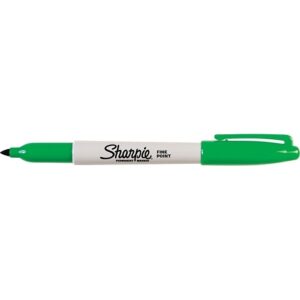 Sharpie 30034 Permanent Markers, Fine Point, Green, 12-Pack