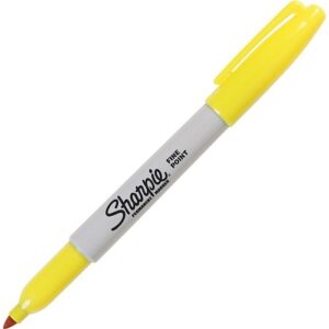 Sharpie 30035 Permanent Markers, Fine Point, Yellow, 12-Pack