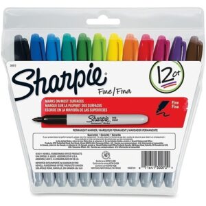 Sharpie 30072 Permanent Markers, Fine Point, Assorted Colors, 12-Pack