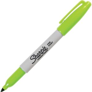 Sharpie 30129 Permanent Markers, Fine Point, Lime, 12-Pack