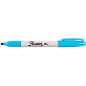 Sharpie 30133 Permanent Markers, Fine Point, Turquoise Blue, 12-Pack