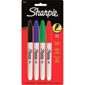 Sharpie 30174PP Permanent Markers, Fine Point, Assorted Colors, 4-Pack