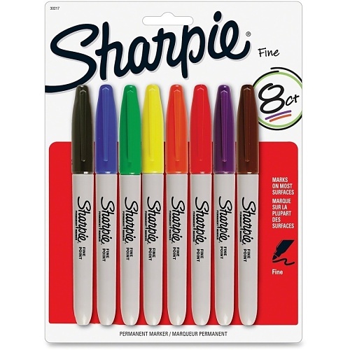 Sharpie 30217PP Permanent Markers, Fine Point, Assorted Colors, 8-Pack