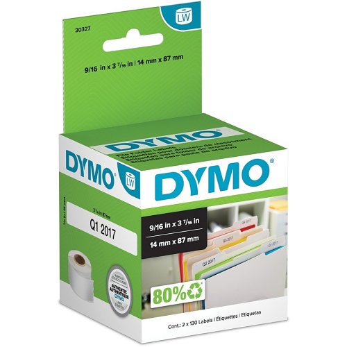 DYMO 30327 Labelwriter File Folder Labels, 2.56" 4.44" 2.56", 260 Count of 20 Rolls