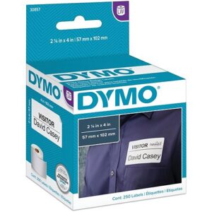 DYMO 30857 Label Writer Adhesive Name Badges, 6.62" 3.75" 2.88", 250 Count of Rolls