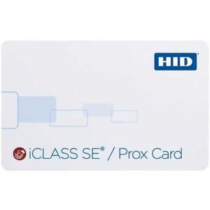 HID 3150PGGMNN iCLASS 2k SE Prox Card, SIO Programmed, 125 kHz HID Prox Unprogrammed, Glossy Front and Back, 13.56 MHz iCLASS Sequential Matching Numbering, No Slot, 125 kHz No Printed Numbering