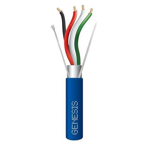 Genesis 32152106 18/4 Stranded Shielded Plenum Cable, CL3P, FPLP, CMP, FT6, 1000' (304.8m), Reel-in-a-Box, Blue