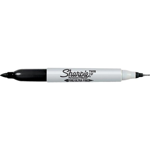 Sharpie 32162PP Permanent Markers, Twin Tip, Black, Carded, 2-Pack