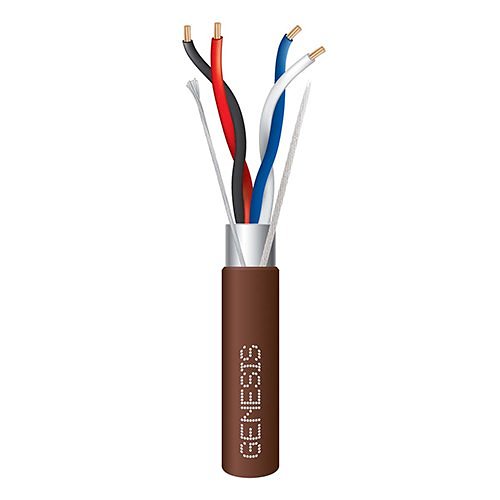 Genesis 33282107 22/2 Pair Stranded Shielded Plenum Cable, CL3P, FPLP, CMP, FT6, EIA-485, 1000' (304.8m), Reel-in-a-Box, Brown