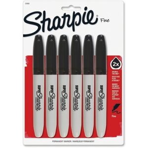 Sharpie 33666PP Super Permanent Markers, Fine Point, Black, 6-Pack