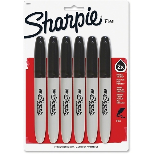 Sharpie 33666PP Super Permanent Markers, Fine Point, Black, 6-Pack