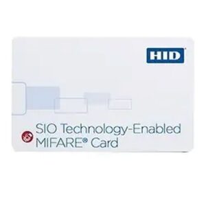 HID 3400PGGMN MIFARE Classic 1K Card with SIO Encoding, SIO Programmed, Glossy Front and Back, Sequential Matching Encoded/Printed (Inkjetted), No Slot Vertical Indicators, PVC