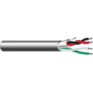 West Penn 359GY1000 20/4 Stranded Audio Cable, Pair Shielded, Pair Unshielded, CMR, 1000' (304.8m) Reel, Gray