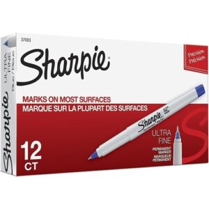 Sharpie 37003 Permanent Marker, Ultra-Fine Needle Tip, Blue